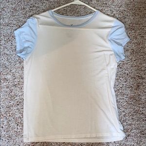 White & light blue t-shirt